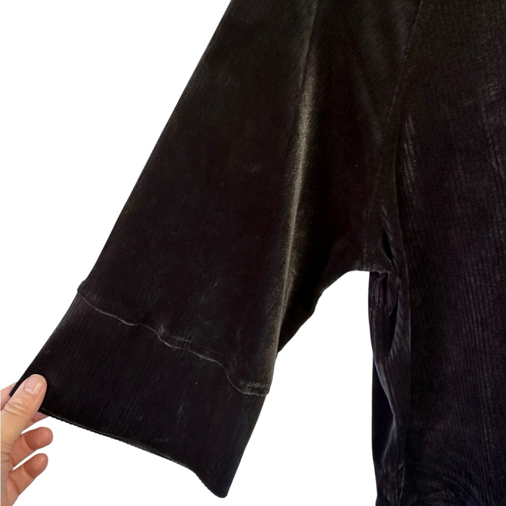 Umgee Black Velvet Top NWT 3/4 Sleeves Flowy Oversized Holiday Size Medium - Picture 3 of 5